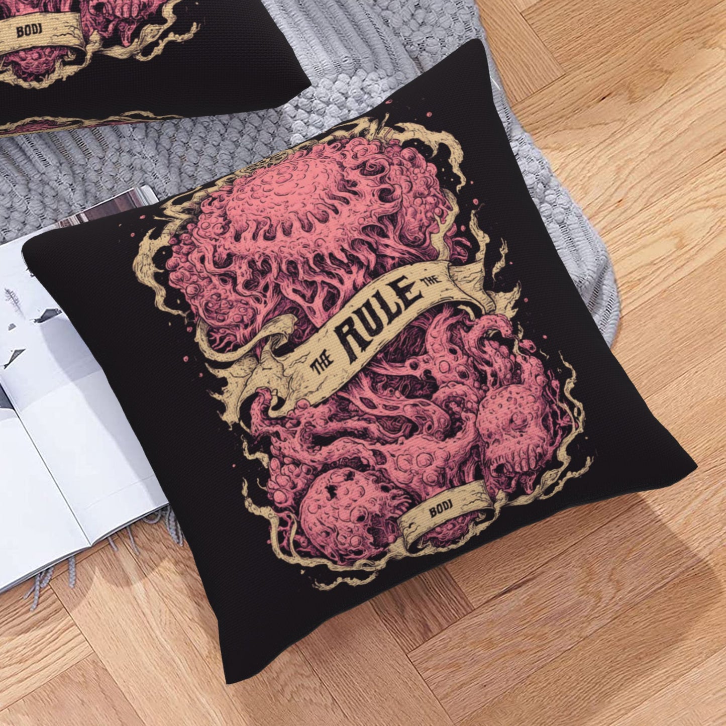 "Deep Sea Rule" Creative Throw Pillow | Unique Pink Tentacle Illustration, Oversized