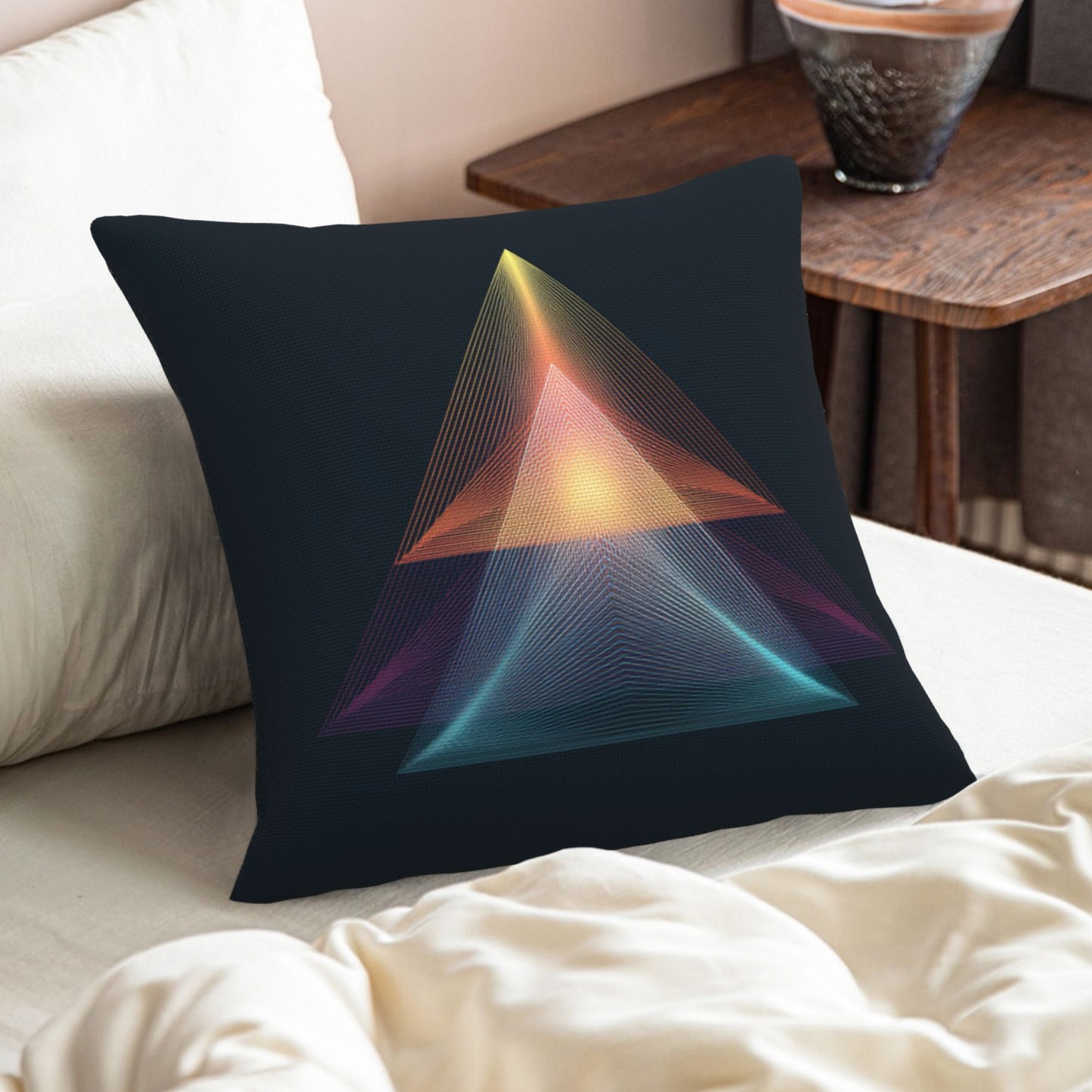 "Geometric Radiance" Creative Throw Pillow | Modern Geometric Pattern Illustration, Oversized
