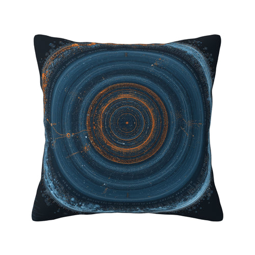 "Cosmic Rings" Creative Throw Pillow | Sci-Fi Style Circular Pattern Illustration, Oversized