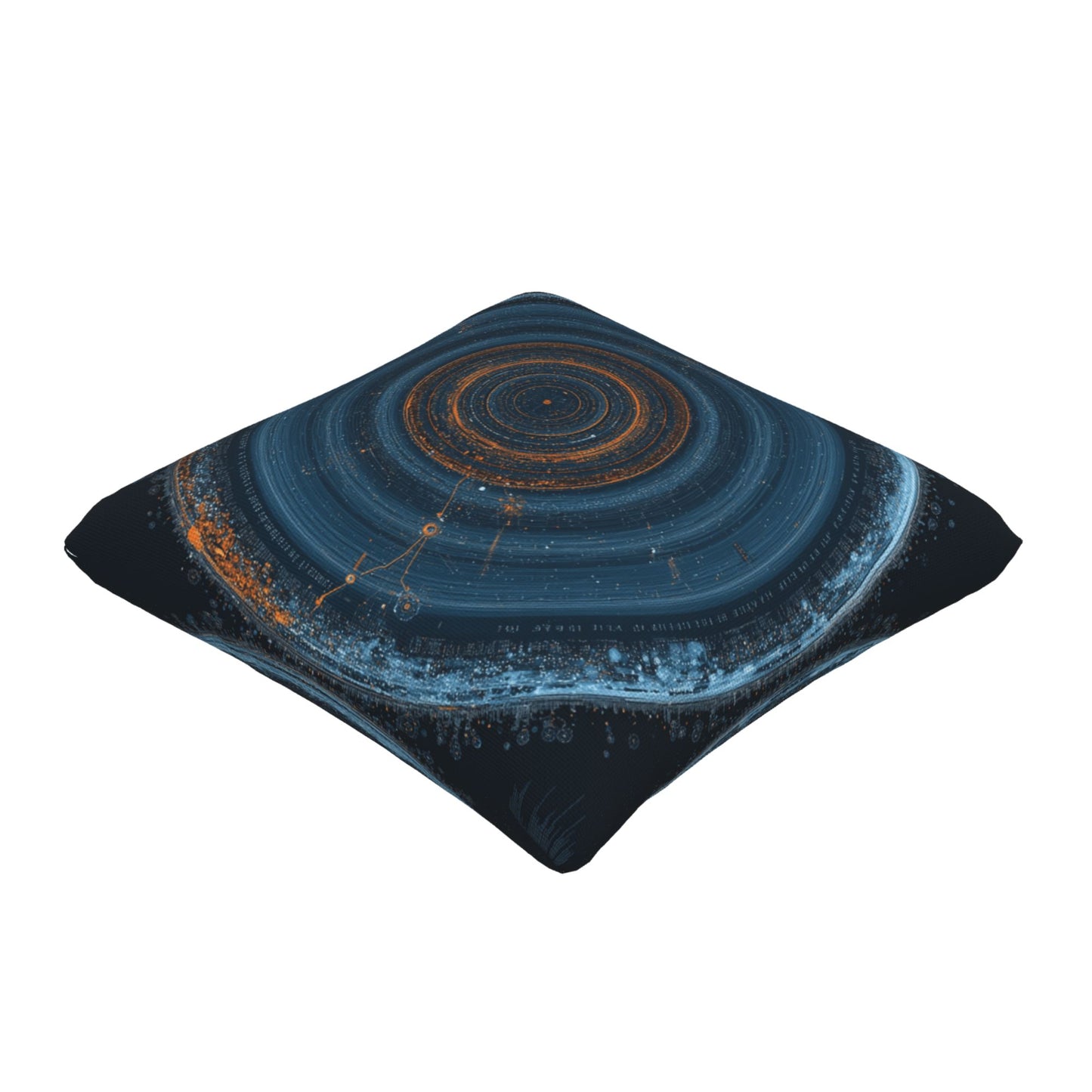 "Cosmic Rings" Creative Throw Pillow | Sci-Fi Style Circular Pattern Illustration, Oversized