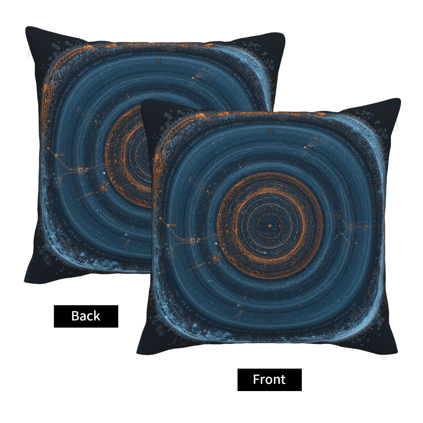 "Cosmic Rings" Creative Throw Pillow | Sci-Fi Style Circular Pattern Illustration, Oversized