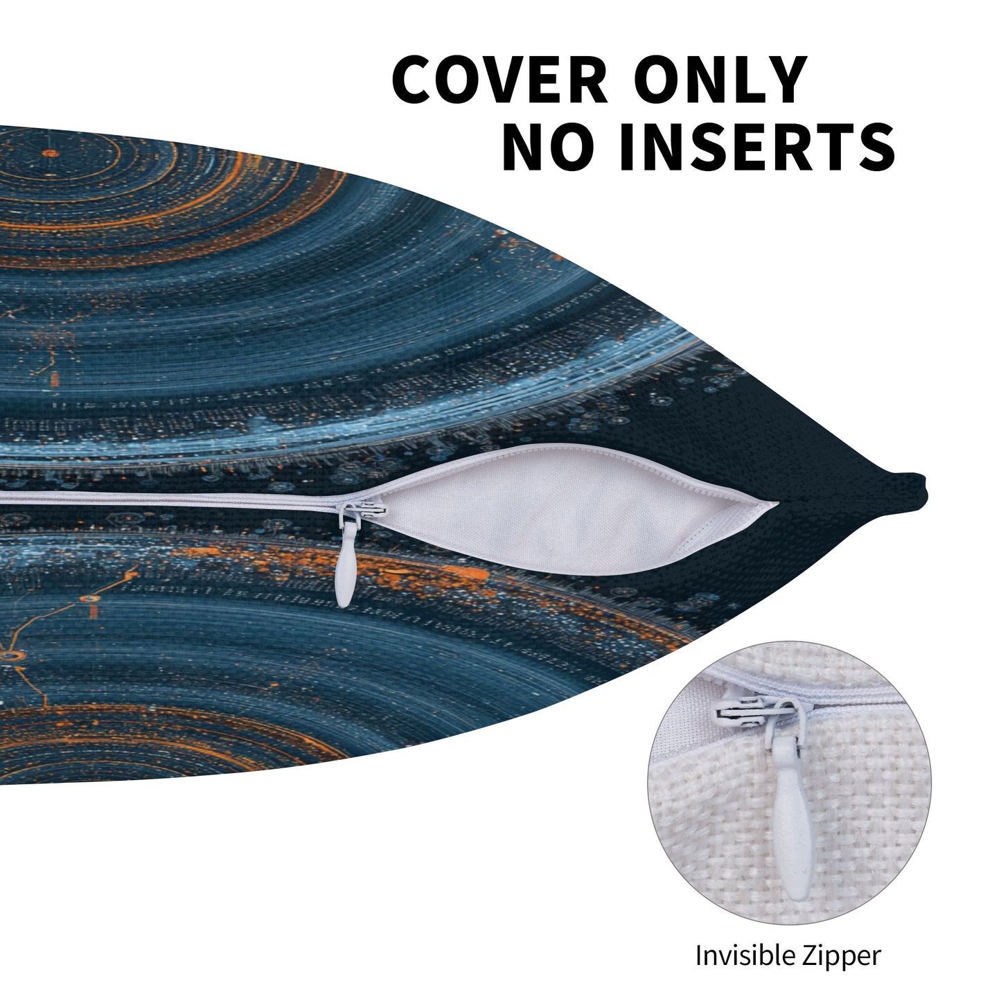 "Cosmic Rings" Creative Throw Pillow | Sci-Fi Style Circular Pattern Illustration, Oversized