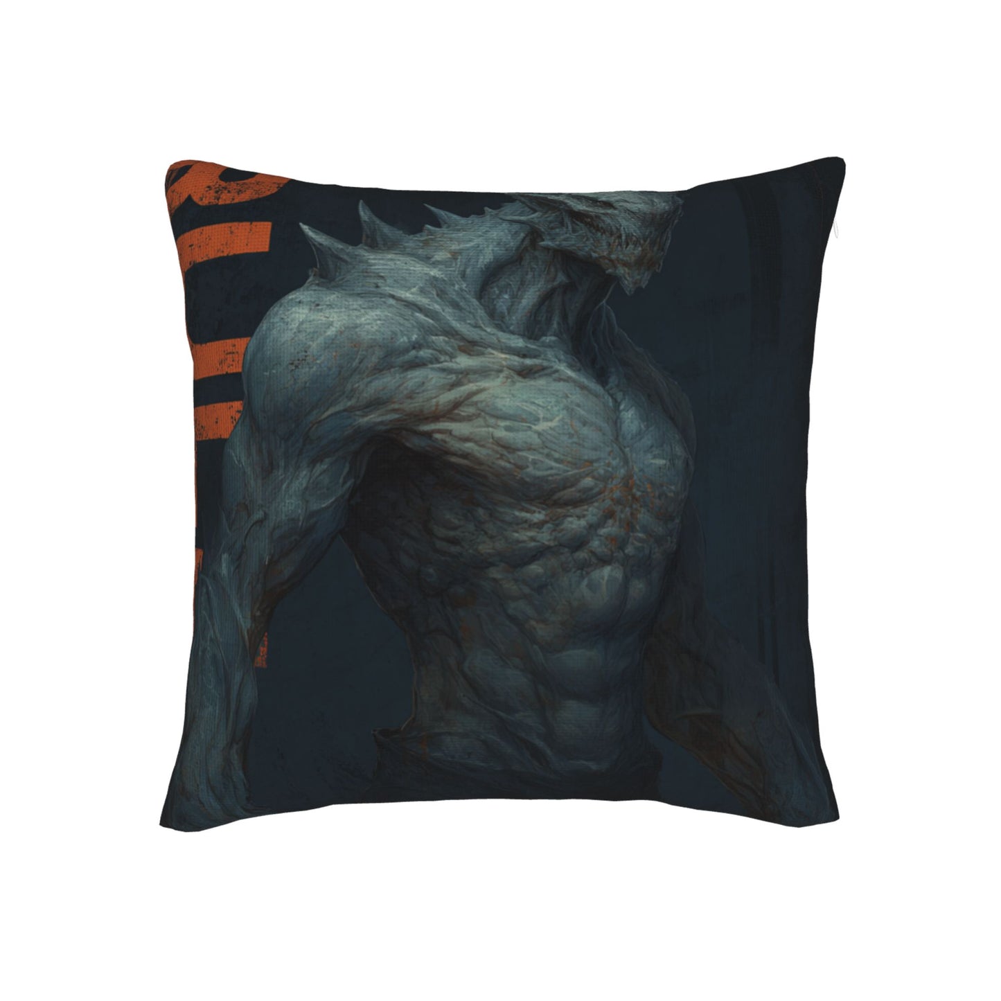 "Steel Beast" Creative Throw Pillow | Dynamic Monster Illustration Design, Oversized