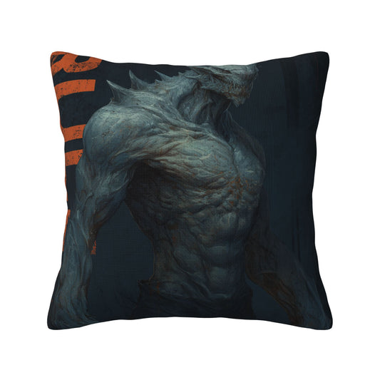 "Steel Beast" Creative Throw Pillow | Dynamic Monster Illustration Design, Oversized