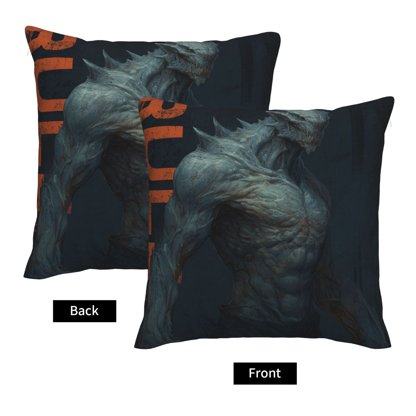 "Steel Beast" Creative Throw Pillow | Dynamic Monster Illustration Design, Oversized