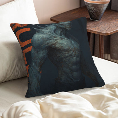 "Steel Beast" Creative Throw Pillow | Dynamic Monster Illustration Design, Oversized