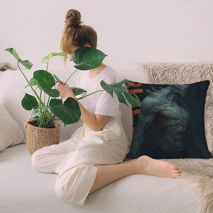 "Steel Beast" Creative Throw Pillow | Dynamic Monster Illustration Design, Oversized