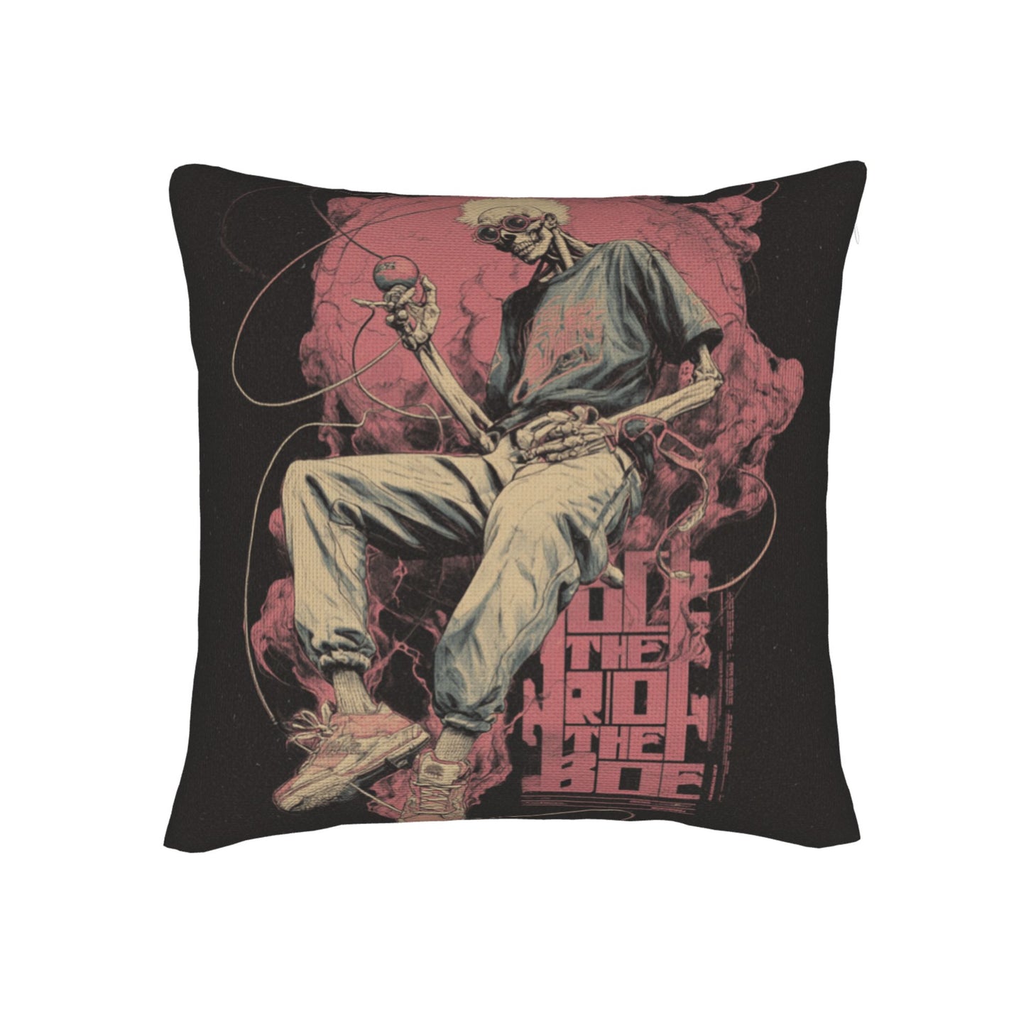 "Rock Skull" Creative Throw Pillow | Street Style Skull Illustration, Oversized