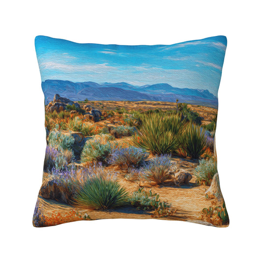 "Vast Desert" Creative Throw Pillow | Natural Desert Landscape Illustration, Oversized