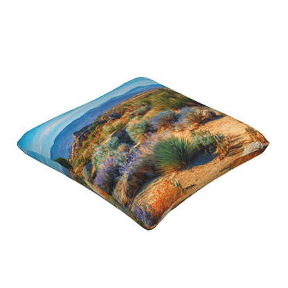 "Vast Desert" Creative Throw Pillow | Natural Desert Landscape Illustration, Oversized