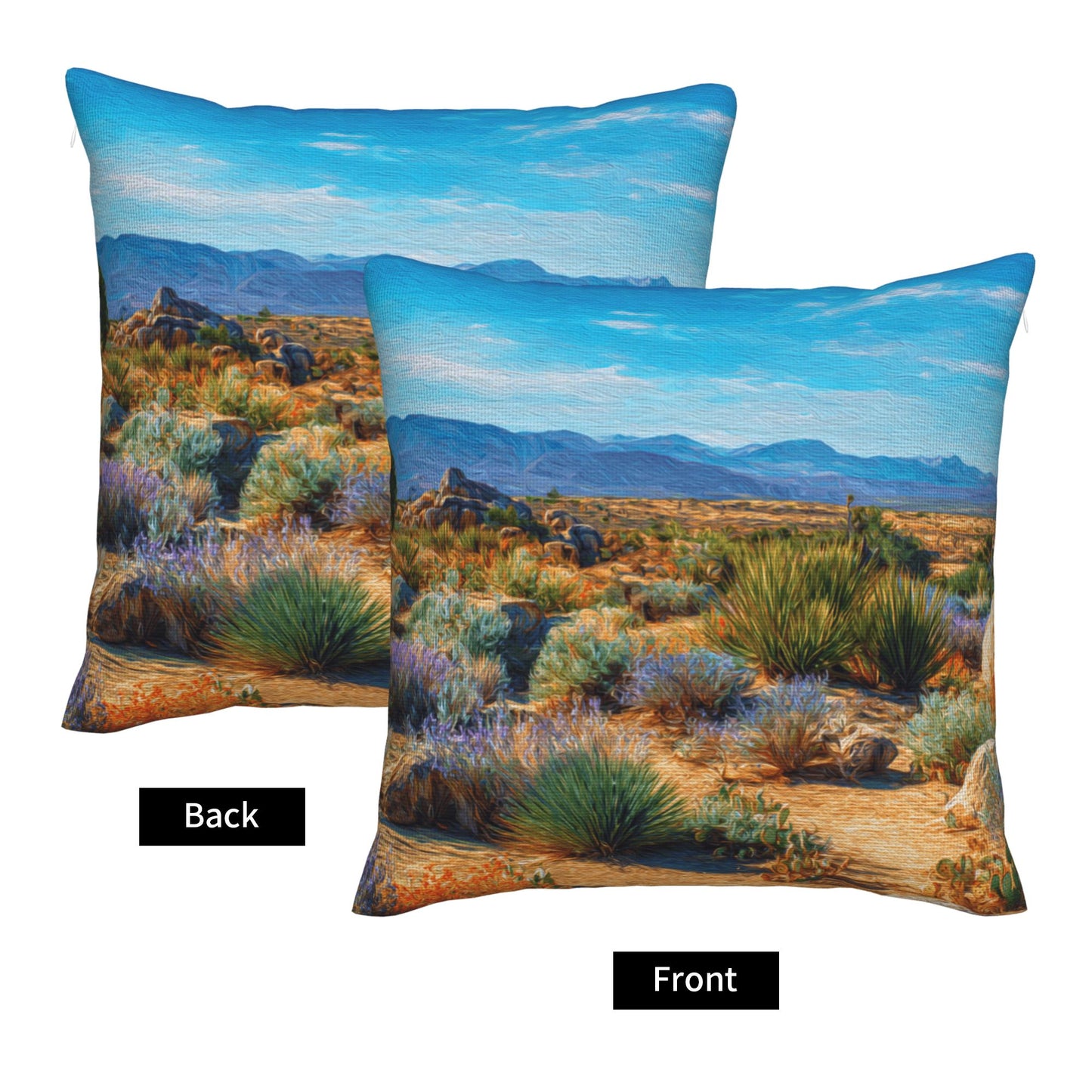 "Vast Desert" Creative Throw Pillow | Natural Desert Landscape Illustration, Oversized