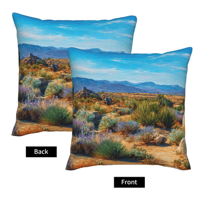 "Vast Desert" Creative Throw Pillow | Natural Desert Landscape Illustration, Oversized