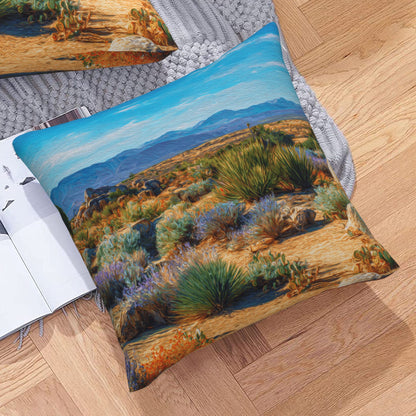 "Vast Desert" Creative Throw Pillow | Natural Desert Landscape Illustration, Oversized