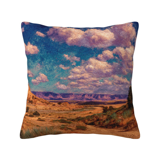"Earth's Melody" Creative Throw Pillow | Vibrant Natural Landscape Illustration, Oversized