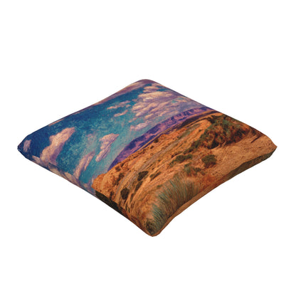 "Earth's Melody" Creative Throw Pillow | Vibrant Natural Landscape Illustration, Oversized