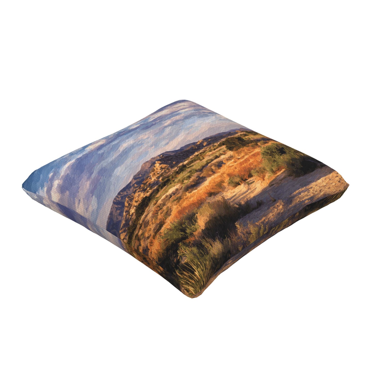 "Heart of the Earth" Creative Throw Pillow | Desert Mountain Landscape Illustration, Oversized