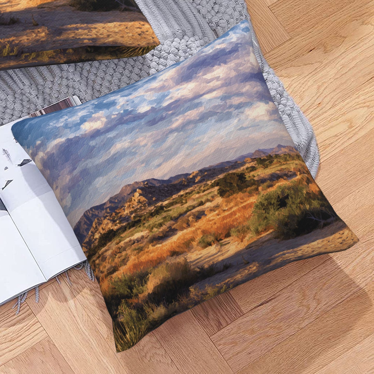 "Heart of the Earth" Creative Throw Pillow | Desert Mountain Landscape Illustration, Oversized