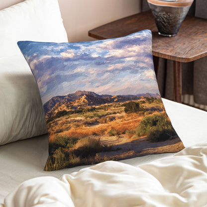 "Heart of the Earth" Creative Throw Pillow | Desert Mountain Landscape Illustration, Oversized