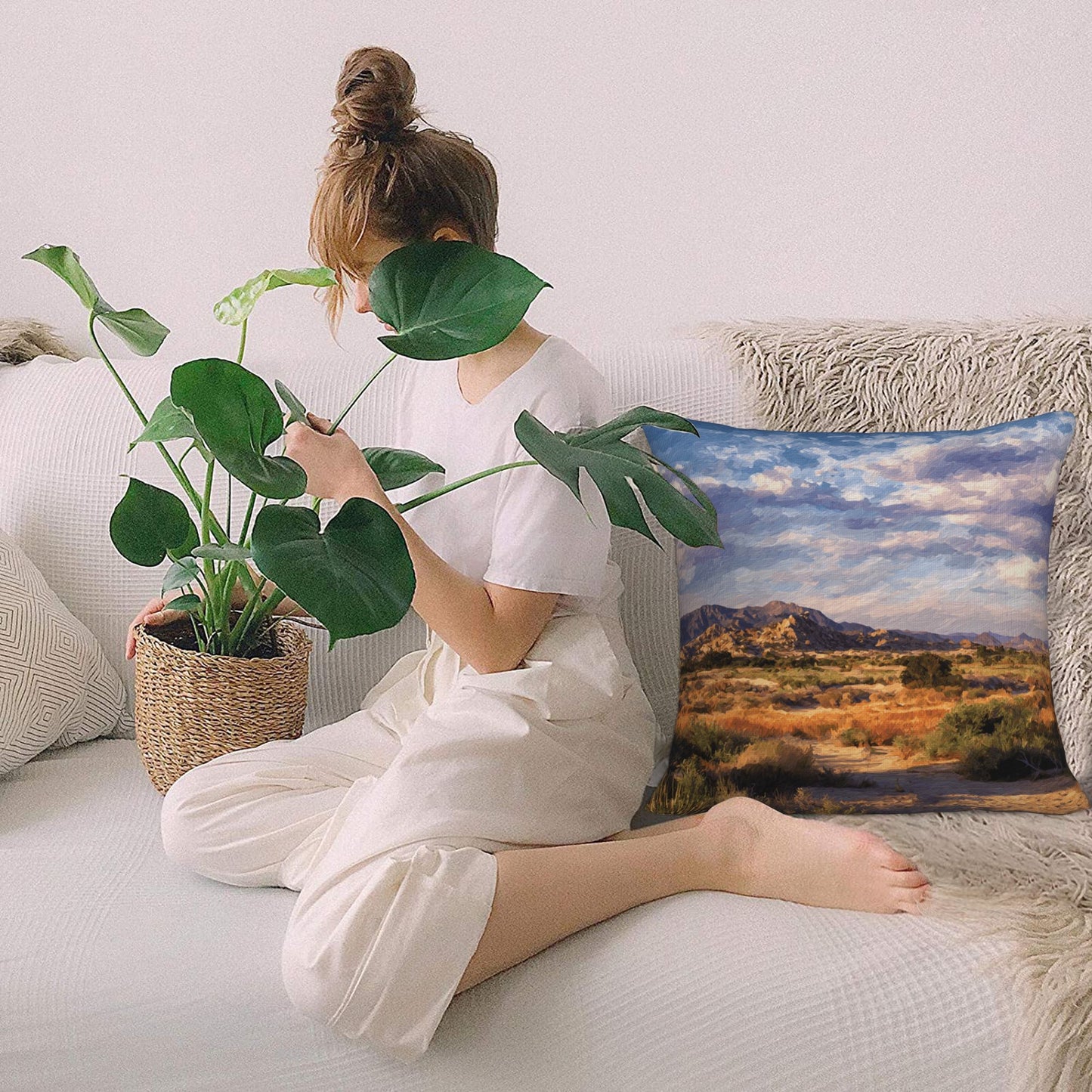 "Heart of the Earth" Creative Throw Pillow | Desert Mountain Landscape Illustration, Oversized