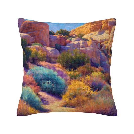 "Dreamy Wilderness" Creative Throw Pillow | Modern Art Style Desert Landscape, Oversized