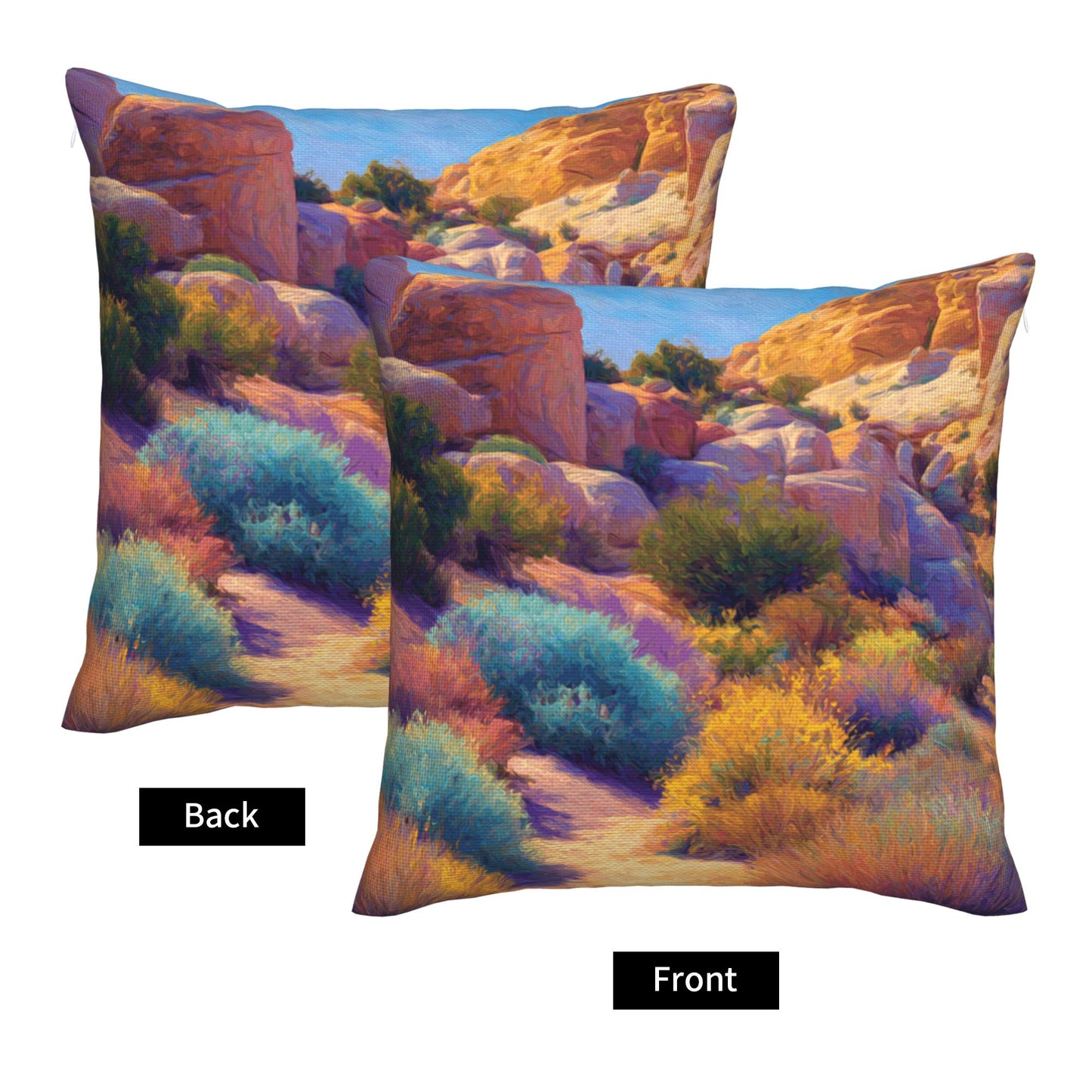"Dreamy Wilderness" Creative Throw Pillow | Modern Art Style Desert Landscape, Oversized