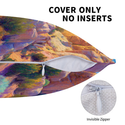 "Dreamy Wilderness" Creative Throw Pillow | Modern Art Style Desert Landscape, Oversized