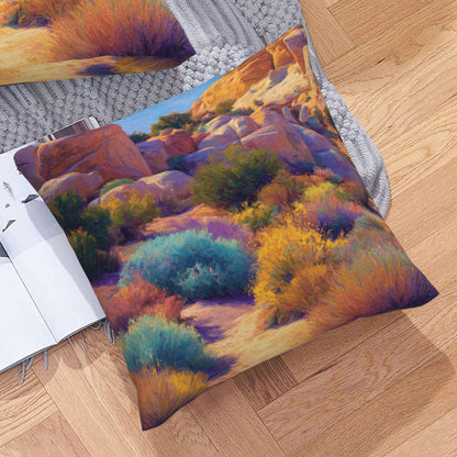 "Dreamy Wilderness" Creative Throw Pillow | Modern Art Style Desert Landscape, Oversized