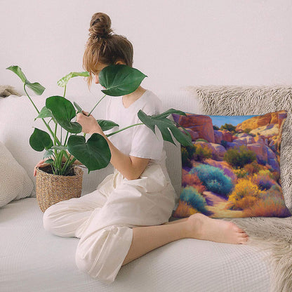 "Dreamy Wilderness" Creative Throw Pillow | Modern Art Style Desert Landscape, Oversized
