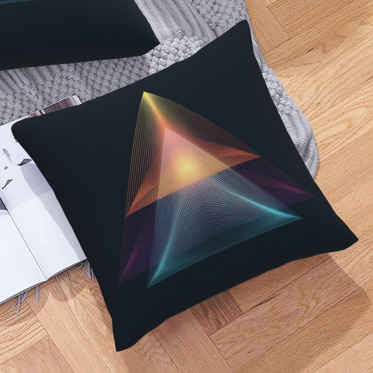 "Geometric Radiance" Creative Throw Pillow | Modern Geometric Pattern Illustration, Oversized