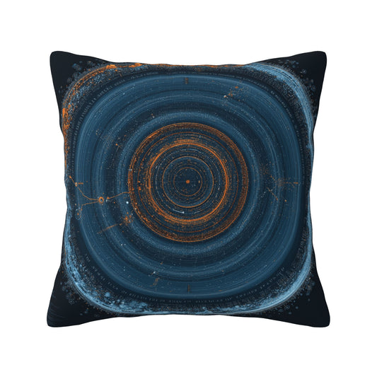 "Cosmic Rings" Creative Throw Pillow | Sci-Fi Style Circular Pattern Illustration, Oversized