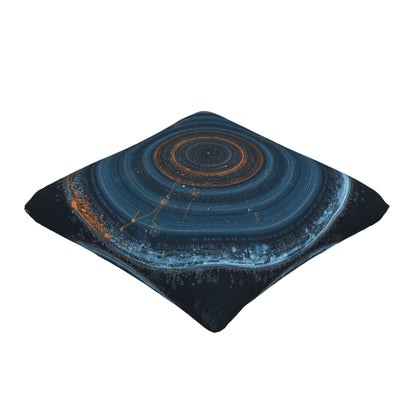 "Cosmic Rings" Creative Throw Pillow | Sci-Fi Style Circular Pattern Illustration, Oversized