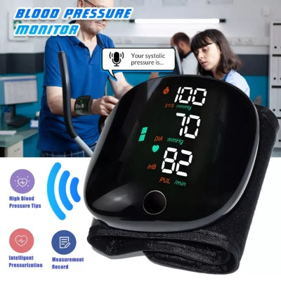𝐀𝐮𝐭𝐨𝐦𝐚𝐭𝐢𝐜 𝐖𝐫𝐢𝐬𝐭 𝐁𝐏 𝐌𝐨𝐧𝐢𝐭𝐨𝐫™ - Clinically Accurate w/ Large Backlit Display, Adjustable Cuff, Voice Broadcast u0026 Case