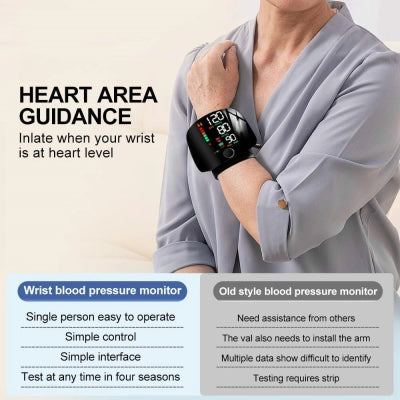 𝐀𝐮𝐭𝐨𝐦𝐚𝐭𝐢𝐜 𝐖𝐫𝐢𝐬𝐭 𝐁𝐏 𝐌𝐨𝐧𝐢𝐭𝐨𝐫™ - Clinically Accurate w/ Large Backlit Display, Adjustable Cuff, Voice Broadcast u0026 Case